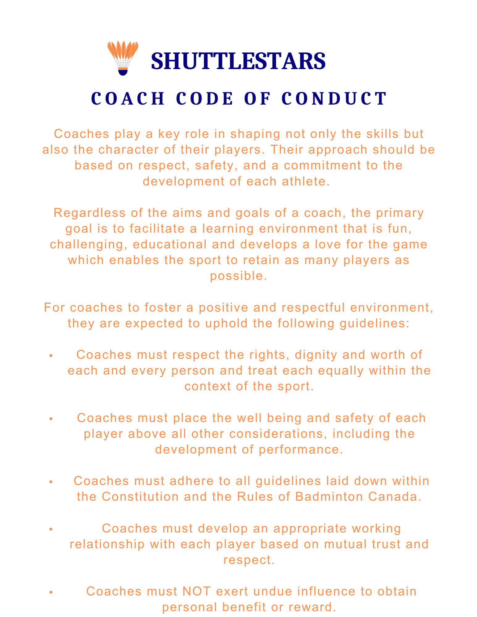 Shuttlestars Badminton Coach Code Of Conduct1